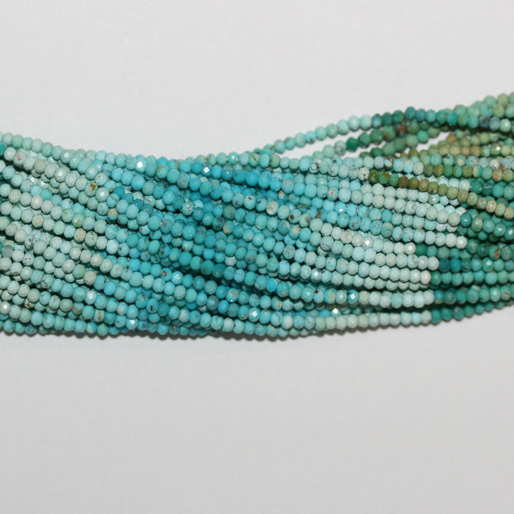 12" St Turquoise Multicolor Faceted Rondelle Beads 2x1mm.-Strand 32cm.