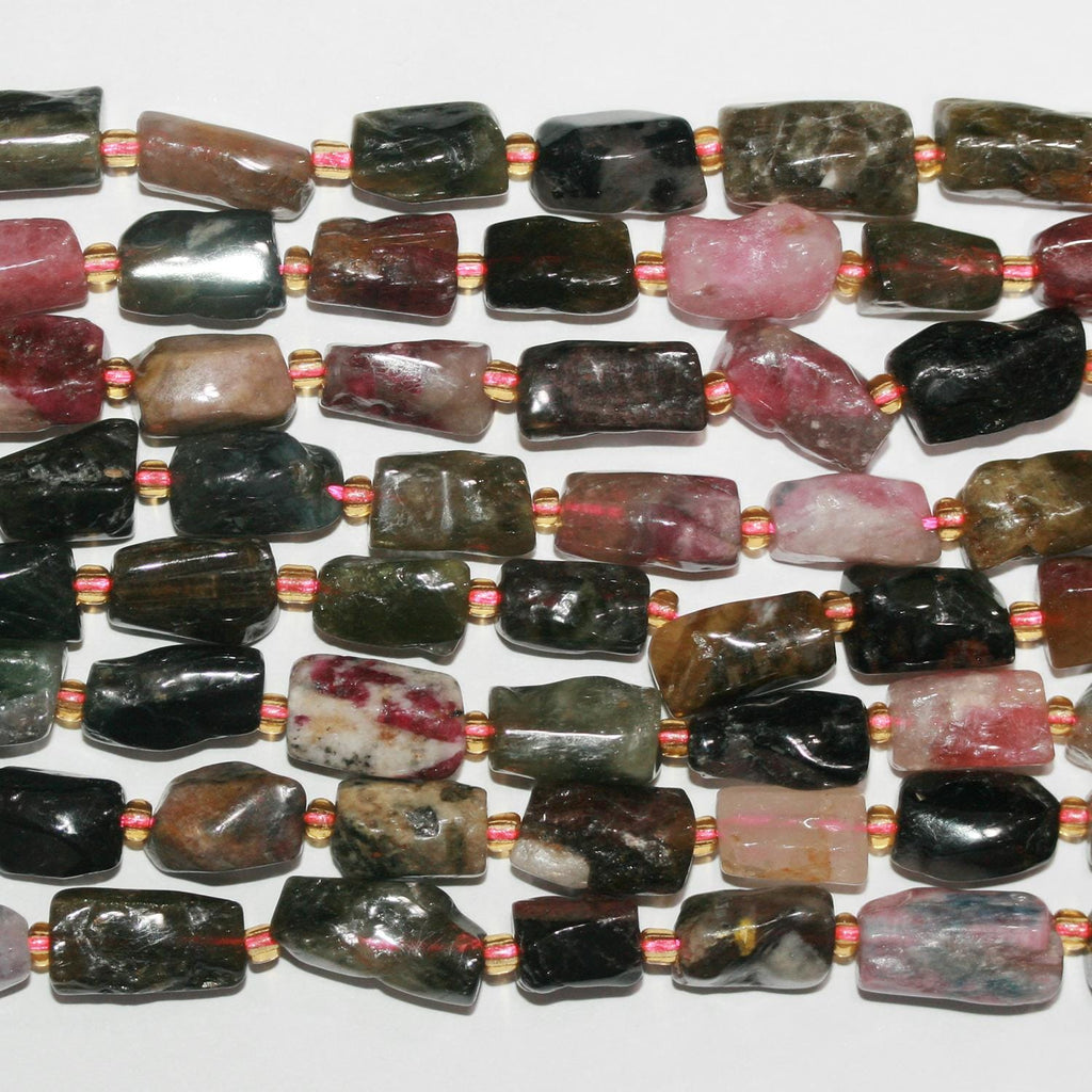 16" St Turmalina Lisa Irregular Tubo Perlas 13x8mm.-Aprox.-Hilo 40cm.