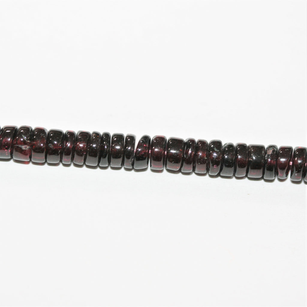 13" St Garnet Smooth Disc Beads 5x2mm.- Strand 33cm.