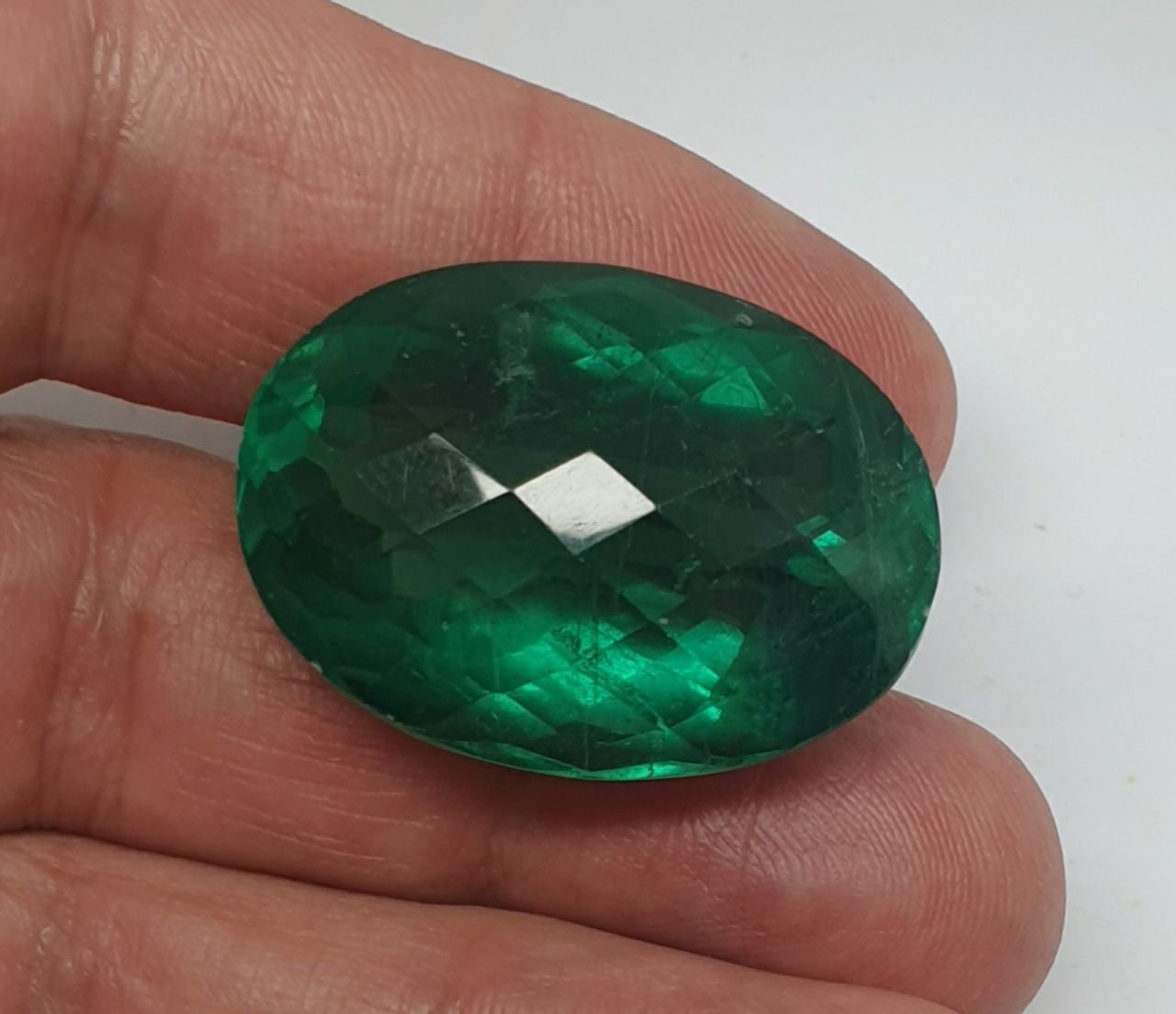 Top Color Natural Big  Green Fluorite Oval 30.2x22.3x18 mm 87ct- Natural Untreated Gems- Natural Crystal- One Of A kind