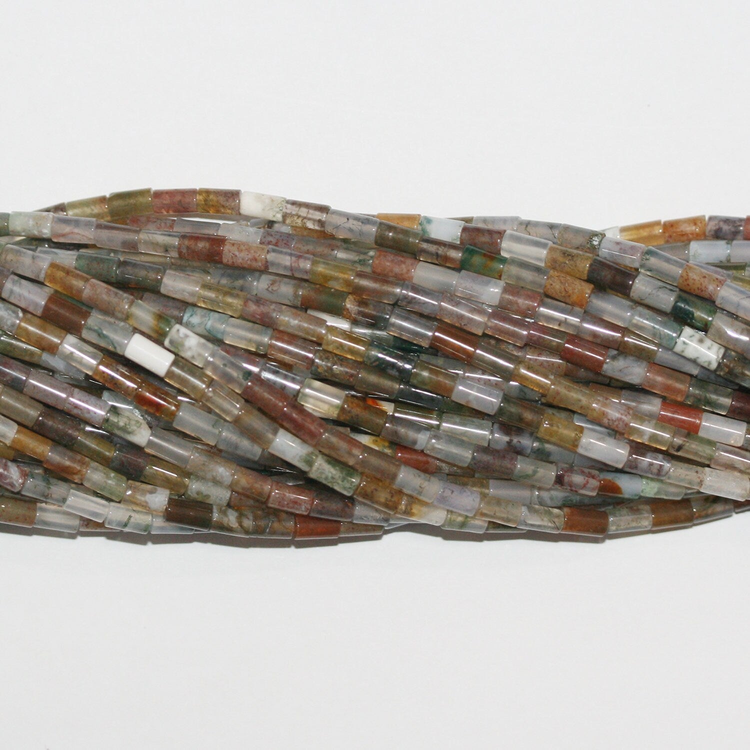 Perles tubulaires lisses en agate indienne St, 5 x 3 mm, 15 pouces (38 cm) - Fil de 39 cm