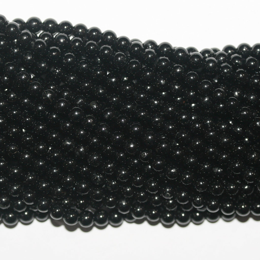 Cuentas redondas de turmalina negra de 16" (10 mm) - Hilo de 40 cm