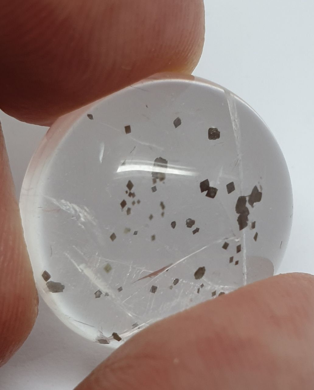 Natural Rare Pyrite  Inclusions Quartz Smooth Round Cabochon 20mm (28.4ct.).Healing Power