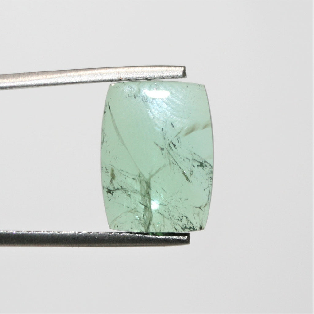 Tourmaline bleu-vert cabochon coussin 14,8 x 11 mm (7,42 ct) - Pierre naturelle non traitée
