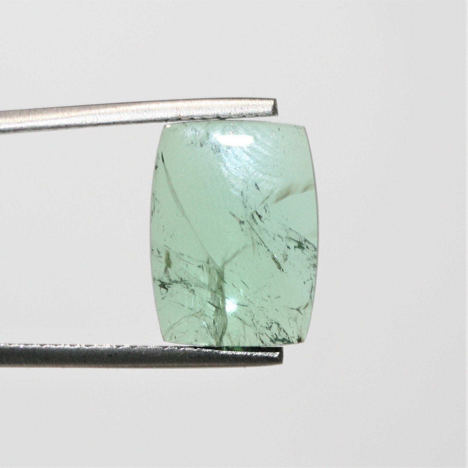 Tourmaline bleu-vert cabochon coussin 14,8 x 11 mm (7,42 ct) - Pierre naturelle non traitée