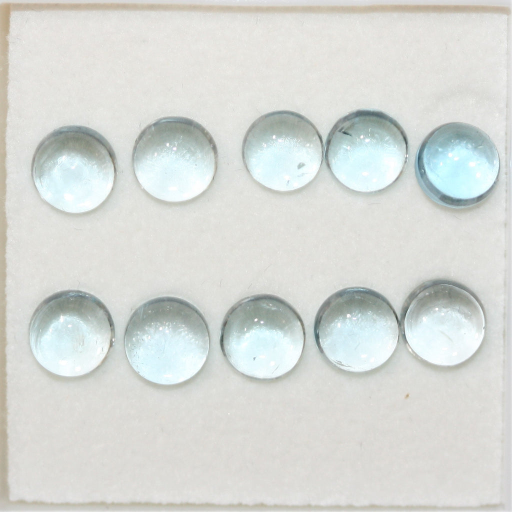 Sky Blue Topaz Smooth Round Cabochons Lot 6mm.- 10 Pieces