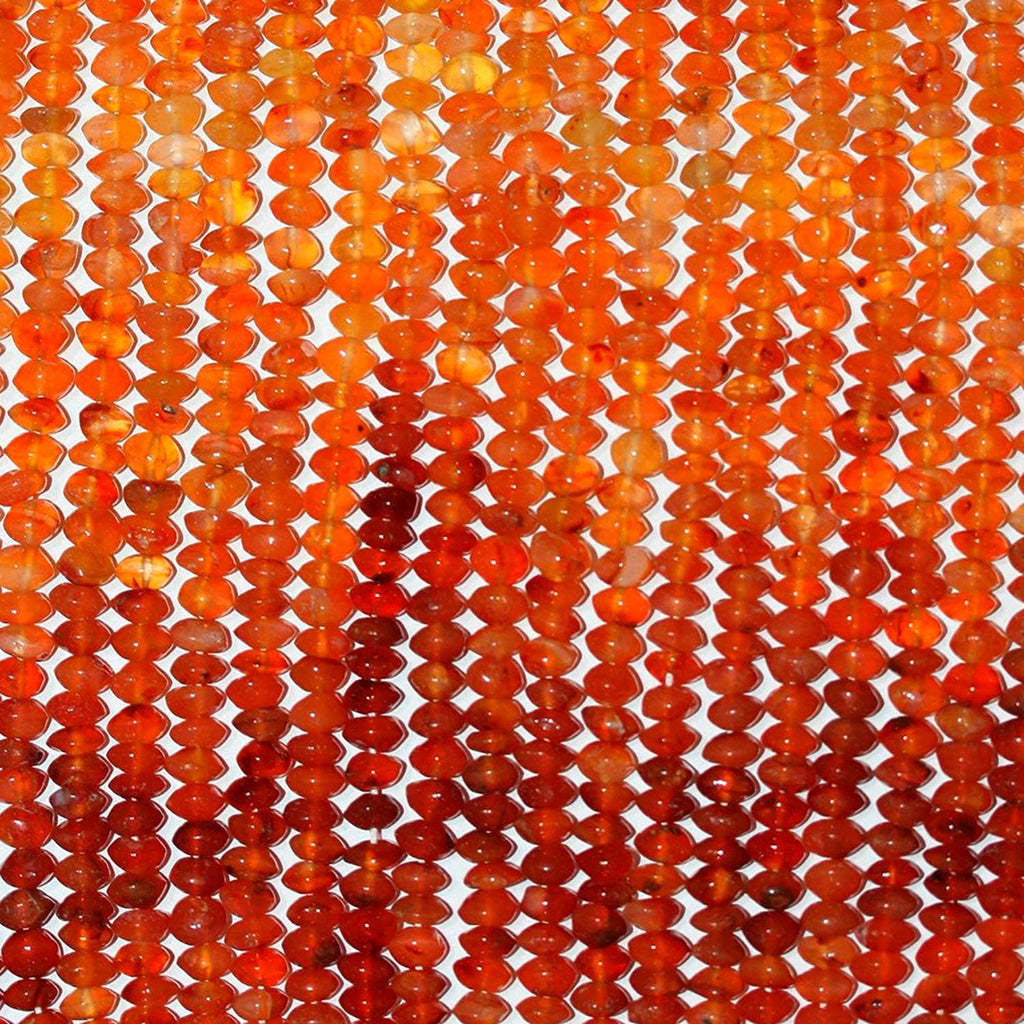 Perles rondelles lisses en cornaline de 15 pouces, 5 x 3 mm - Fil de 37 cm.