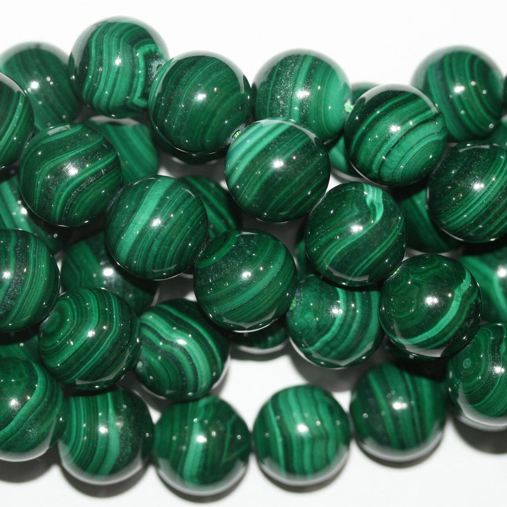 Perles rondes lisses en malachite St, 8 mm, 15 pouces - Fil de 39 cm
