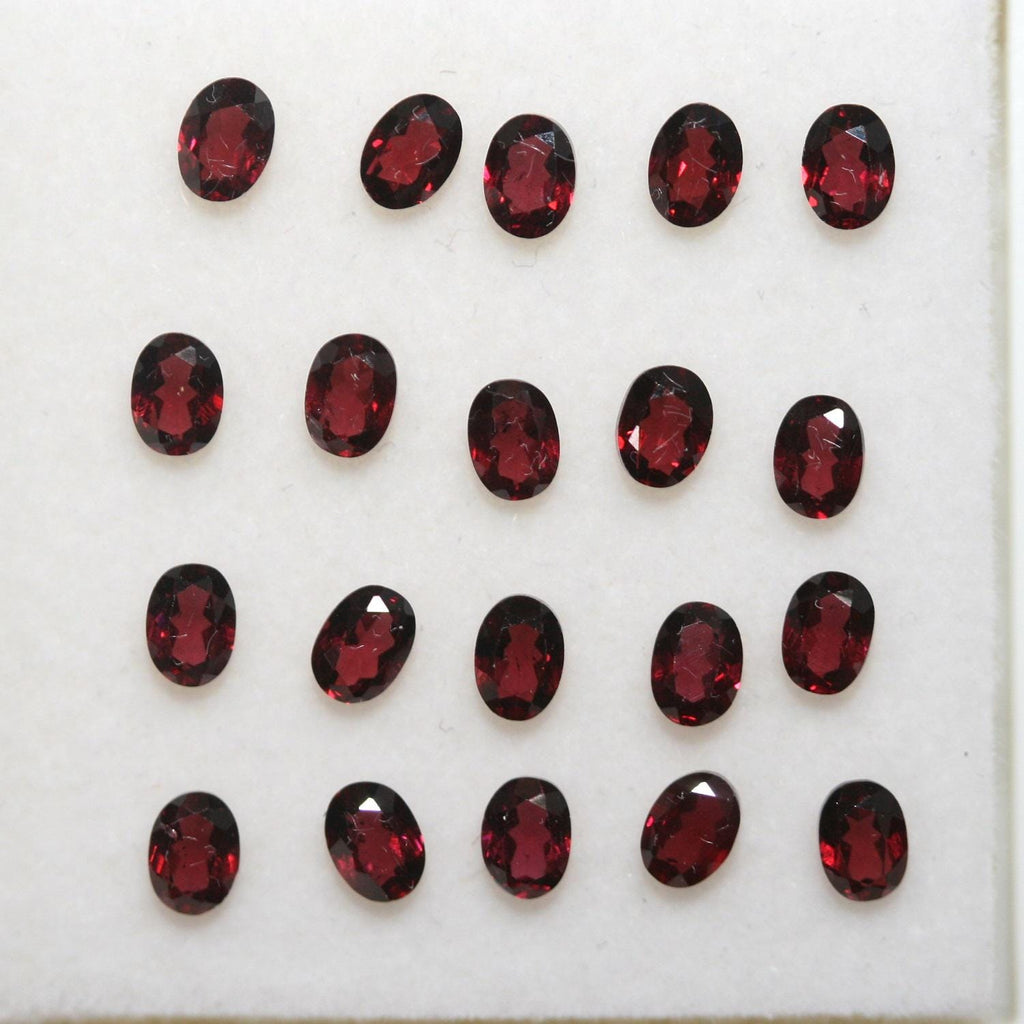 Lote de 20 Granates Ovalados Facetados de 5x4 mm. (20 Piezas)