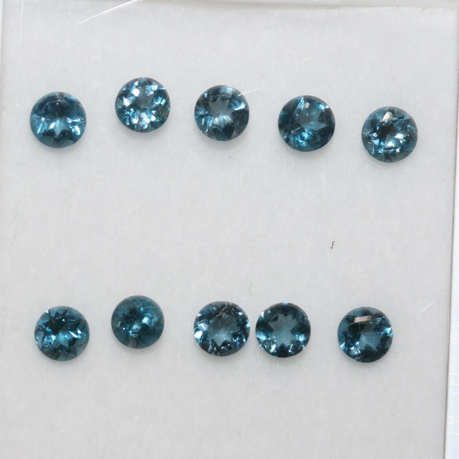 10 Pcs Lot of London Blue Topaz Lot Faceted Round 4mm.-(10Pcs)
