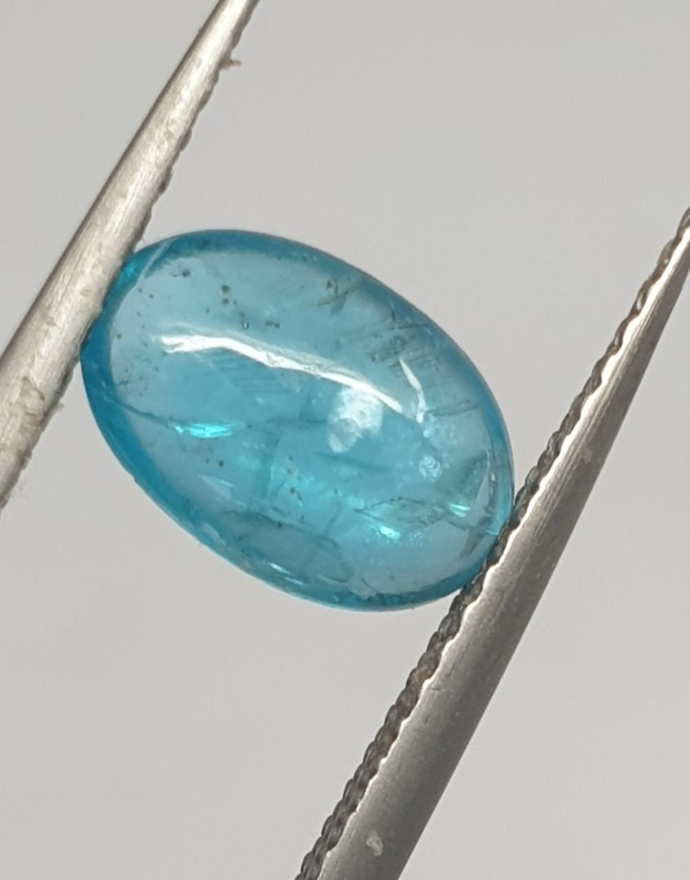 Neon Blue Apatite Oval Cabochon 9.3x6.2mm. 1.37cts-  Natural Untreated Gems-Electric Color