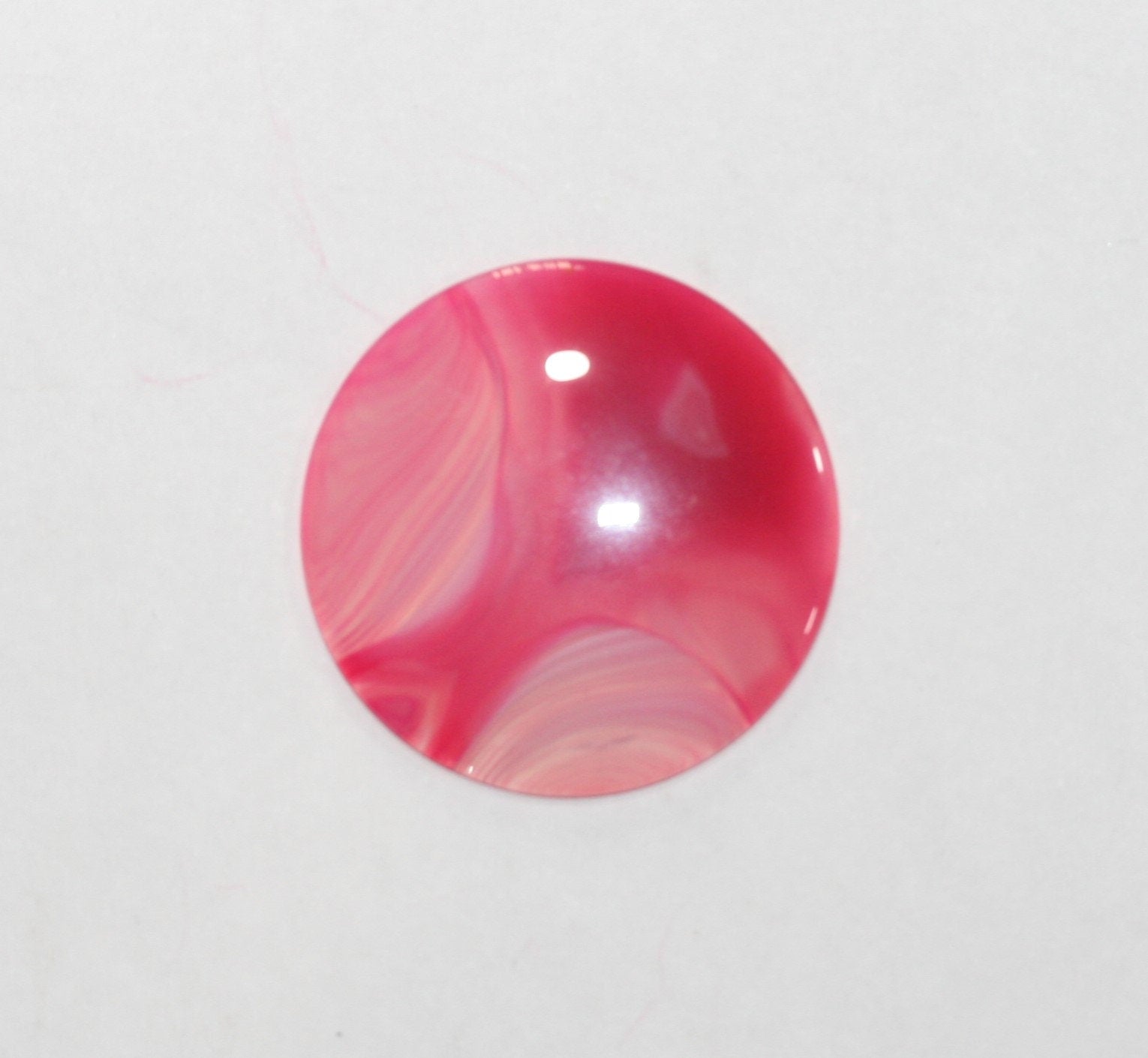 1 Pair Striped Fuchsia Agate Round Flat Cabochon 36.5mm. (2 pcs.)