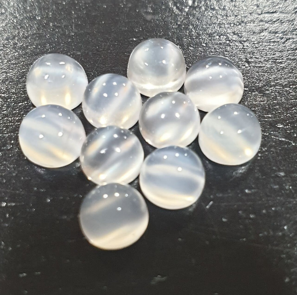10Pcs Lot Cats Eye Moonstone Round Cabochon 6 mm. (10 pcs.)