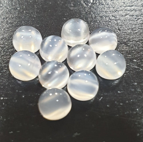 Lot de 10 cabochons ronds en pierre de lune œil-de-chat de 6 mm. (10 pièces)