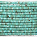 Perles rondelles lisses en turquoise St. 15" 6x3mm.- Brin 39cm.