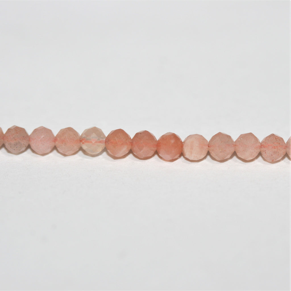 Perles rondes à facettes en pierre de lune St. Brown de 15 pouces, 3 mm - Fil de 39 cm.