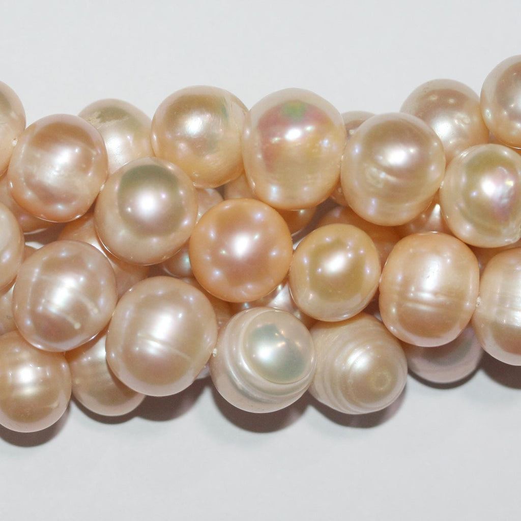 Perles rondes saumon d'eau douce, 12-13 mm, 15 pouces (38 cm) - Fil de 39 cm - Perles naturelles - Prix de gros