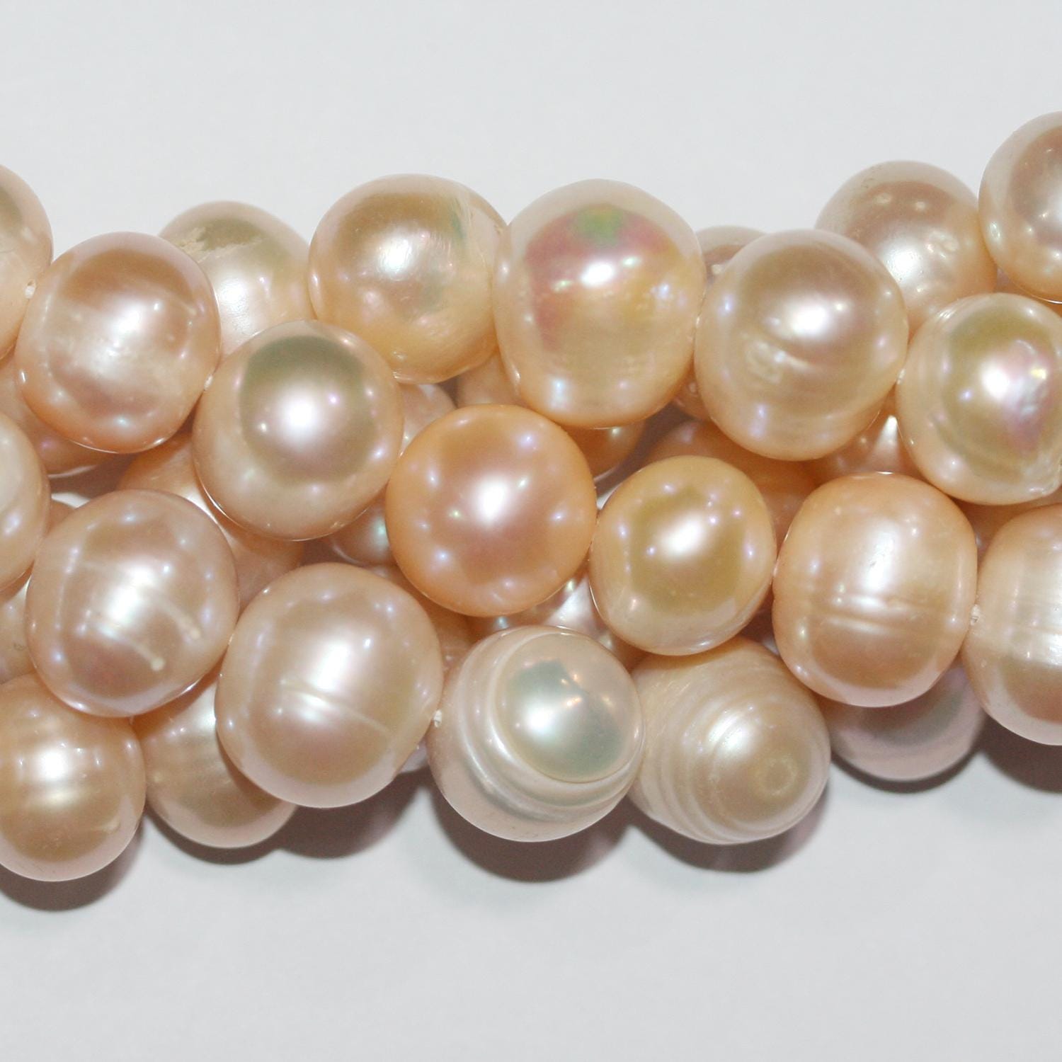 Perles rondes saumon d'eau douce, 12-13 mm, 15 pouces (38 cm) - Fil de 39 cm - Perles naturelles - Prix de gros