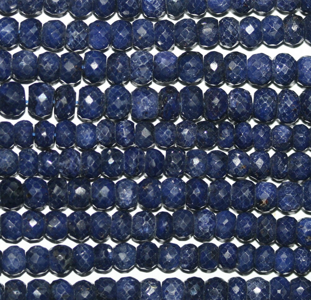 Perles rondelles à facettes en saphir de 14 pouces, 6 x 4 mm. - Fil de 37 cm.