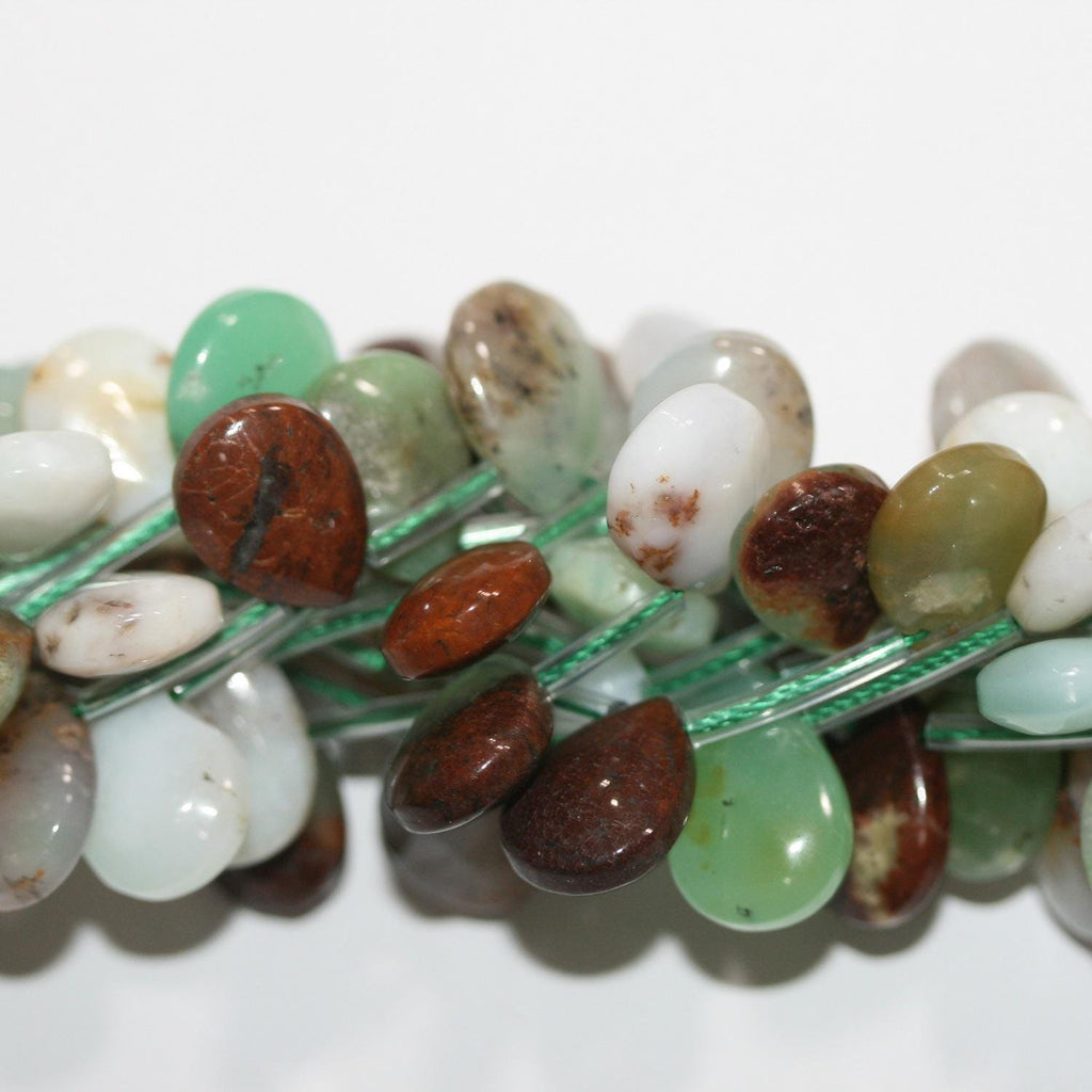 Cuentas de crisoprasa lisas de 16" (14 x 10 mm). Hilo de 40 cm aprox.