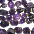 14" St Amethyst Unpolish Rough Nugget Beads.-Strand 38cm