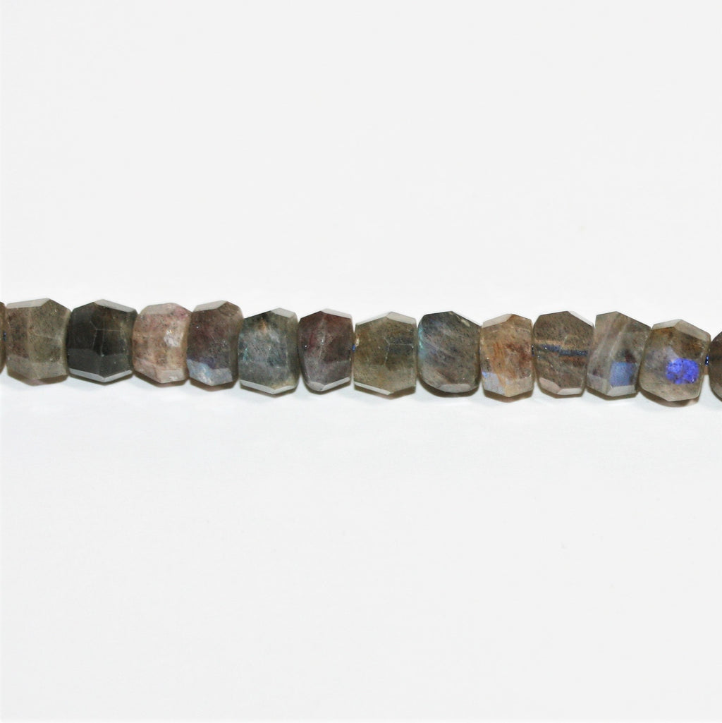 Cuentas redondas facetadas de labradorita de 16" de Santa 6 x 4 mm - Hilo de 41 cm.