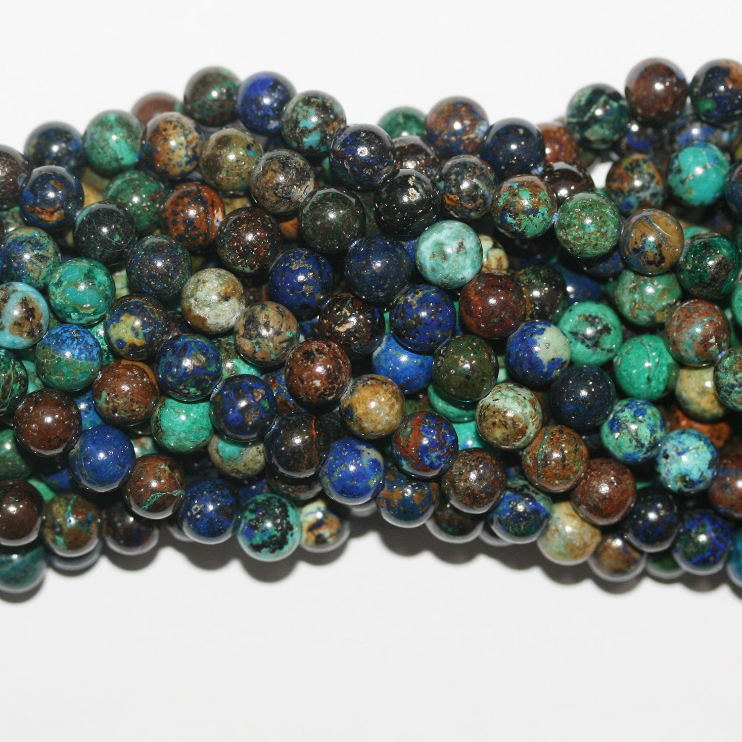 14" St Azurite Smooth Round Beads 6-6.5mm.-Strand 38cm.