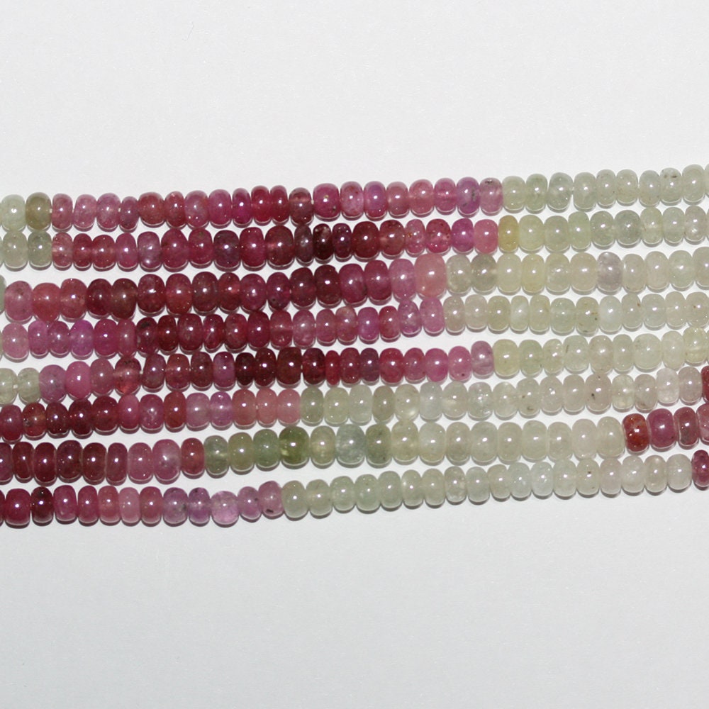 14" St Multi Sapphire Smooth Rondelle Beads 4x3mm.
