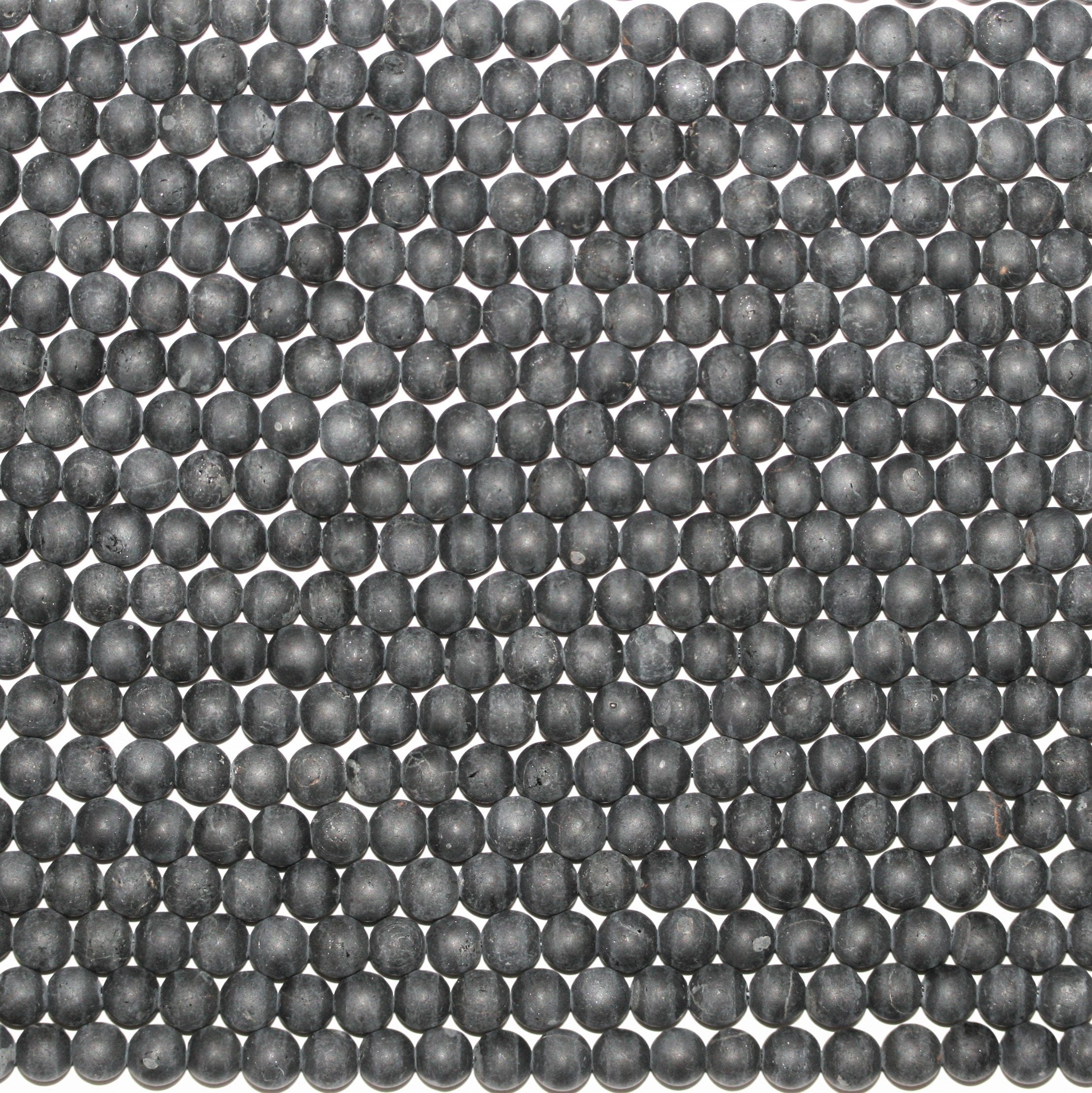 15" St. Black Tourmaline Finition Mate Perles Rondes Lisses 6mm.- Brin 38cm.