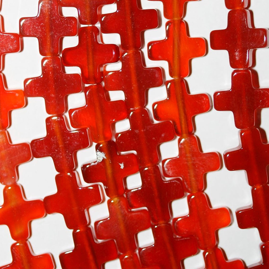 Perles de croix lisses en cornaline de 15 pouces (10 mm) - Fil de 39 cm