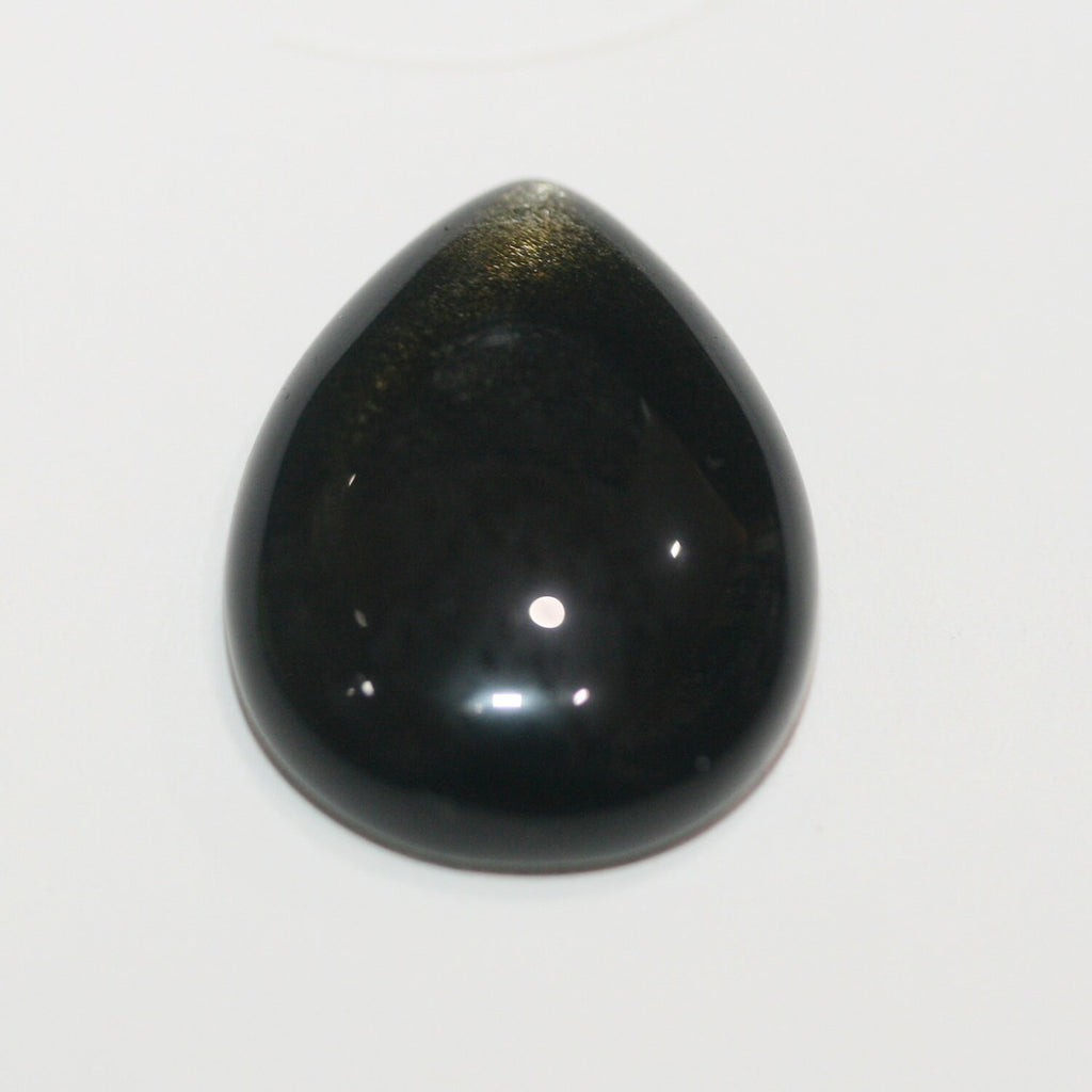 1 Pcs Obsidian Drop Cabochon 24x18mm.Approx.-( 1Pcs)