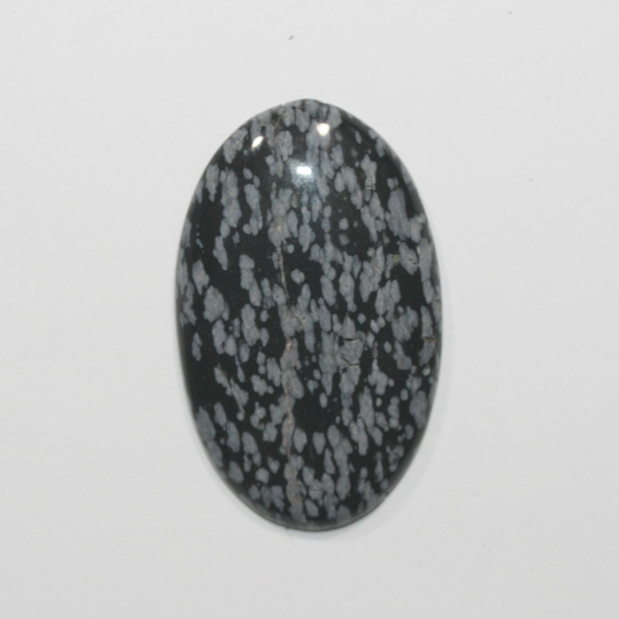 Big Oval Snowflake Obsidian Cabochon 41.6x26mm  41.31 ct- Designer Cabochon Natural Stone