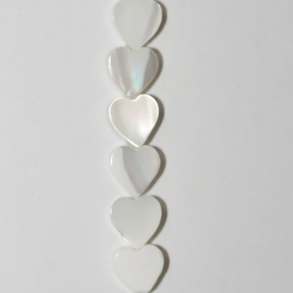 Cuentas de corazón lisas St MOP de 16", 6-6,5 mm - Hilo de 40 cm