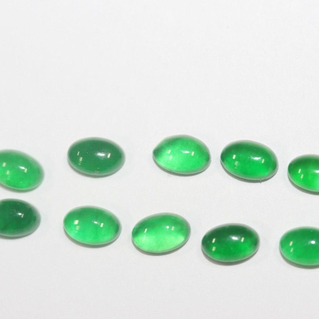 10Pcs Lot Green Jade Oval Smooth Cabochon (10 Pcs ) 6x4mm.