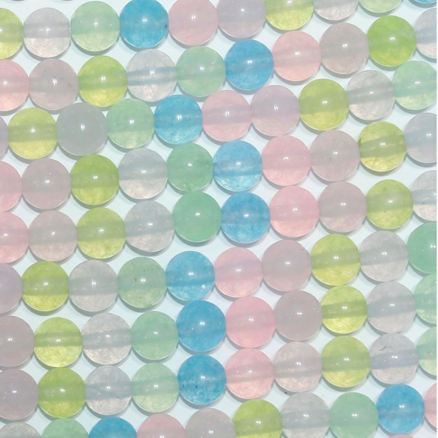 13" St  Multicolor Jade Smooth Round Beads 6mm.-Strand 37cm