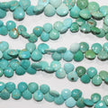 Perles en turquoise St à facettes en forme de goutte, 8 mm environ. Longueur du fil : 20 cm environ.