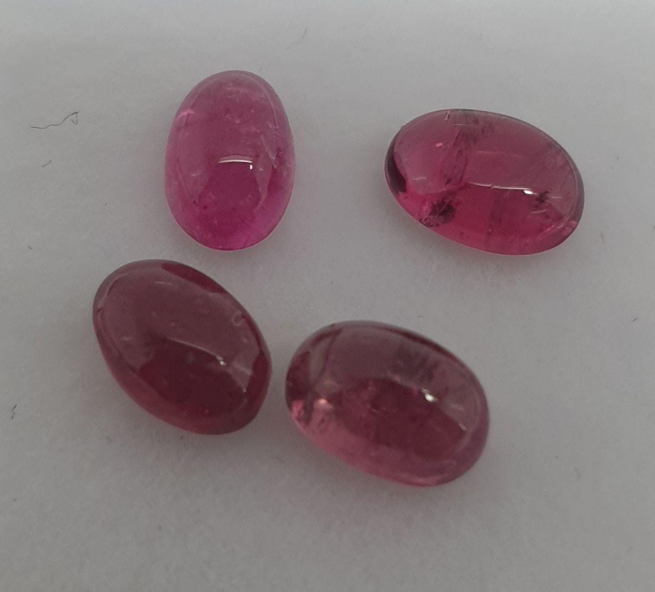 Pink Tourmaline Lot Oval Cabochons 6x4mm.-(4pcs)  -Gemstone Parcels-Loose Stones Wholesale Price