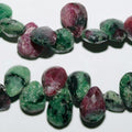 Perles en zoïsite rubis St à facettes en forme de goutte, 8 pouces, 12 x 8 mm - Fil de 20 cm.