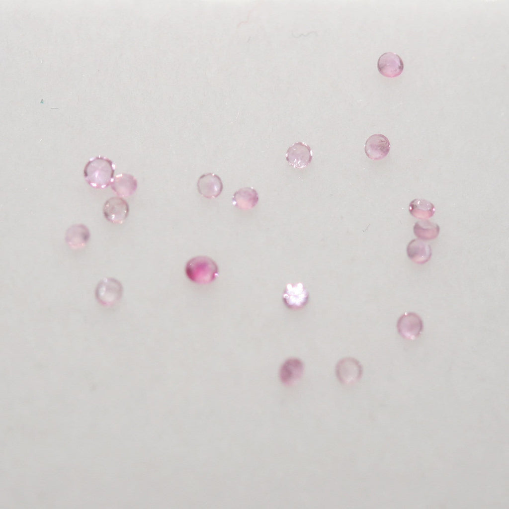 Lote de zafiros rosas facetados redondos de 1 mm. - Paquetes de piedras preciosas - Piedras sueltas al por mayor - Gemas naturales