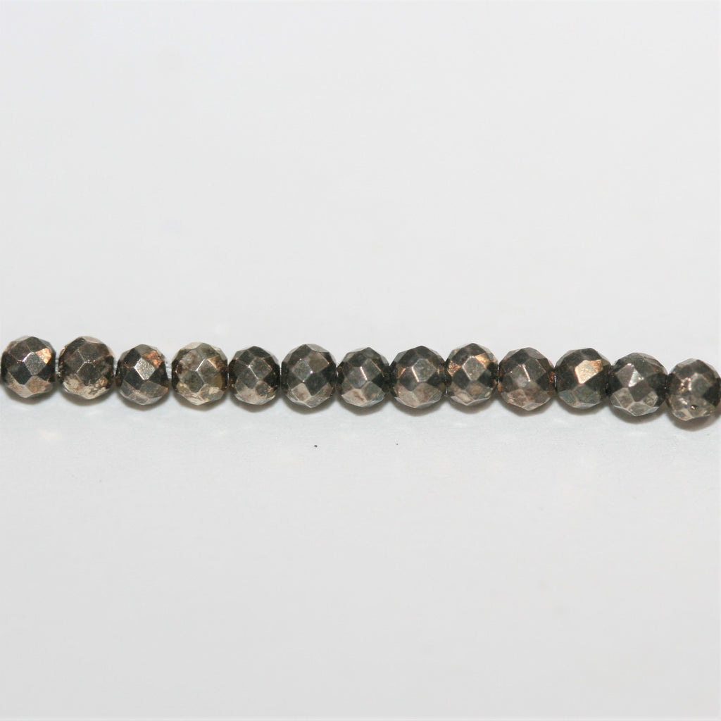 13" St Silver Pyrite Faceted Round 2mm.-Strand 33cm.