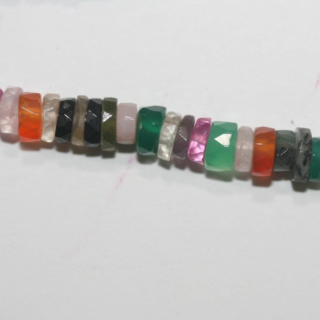 Cuentas de disco facetadas multipiedra de 16" St 6x2 mm. Aprox. - Hilo de 40 cm.