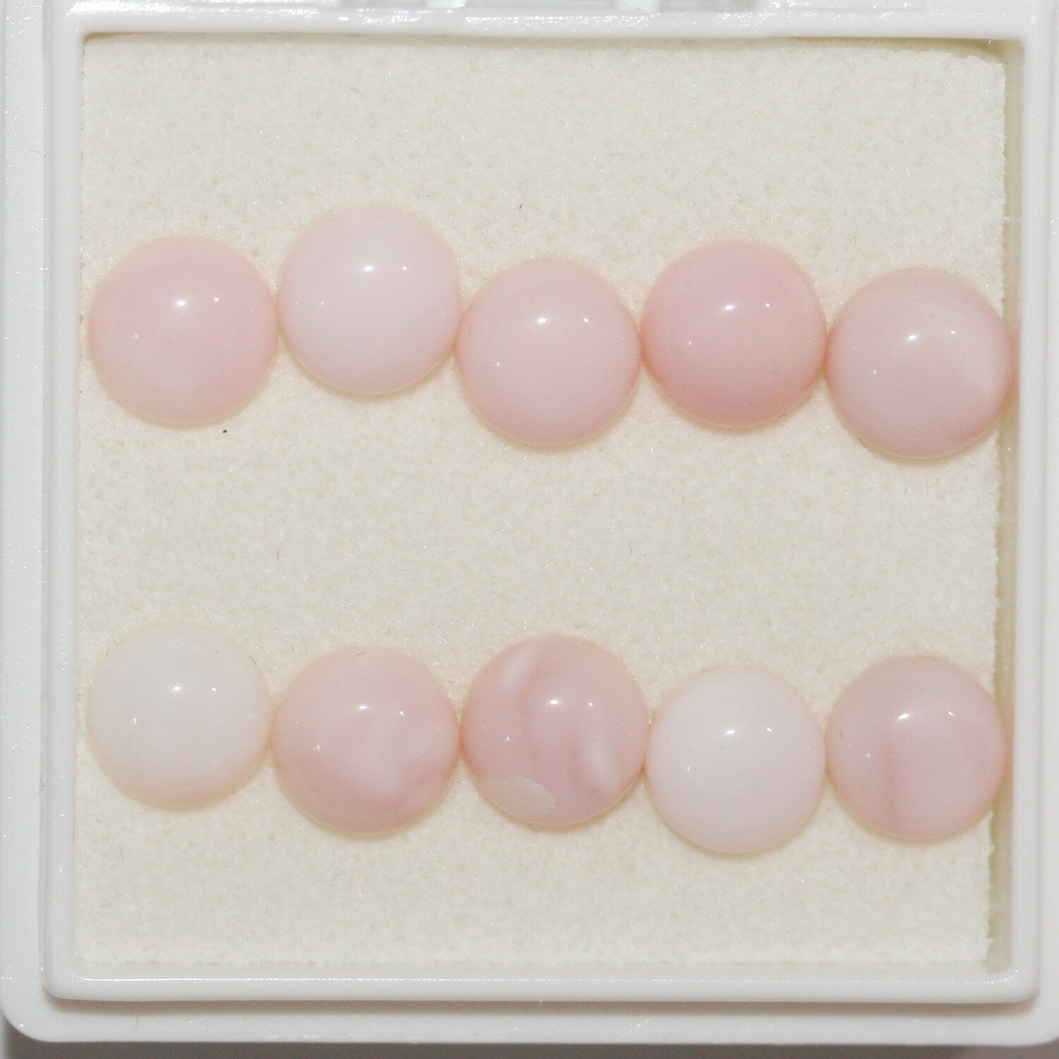 10 Pcs Lot Pink Opal Round Cabochon 7 mm. (10 pcs.).