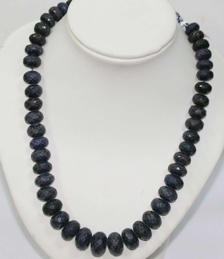 Collar de zafiro facetado en forma de rondelle (16 x 10-10 x 6 mm)