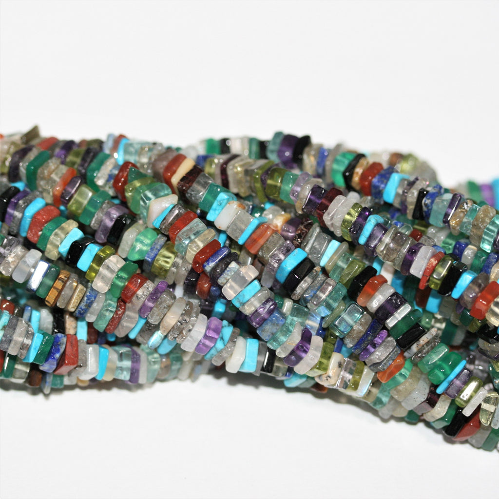 16" St Multi Stone Smooth Flat Square Beads 5x2mm.-Strand 40cm.