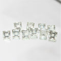 Lot de 10 pierres carrées à facettes de prasiolite de 6 mm.