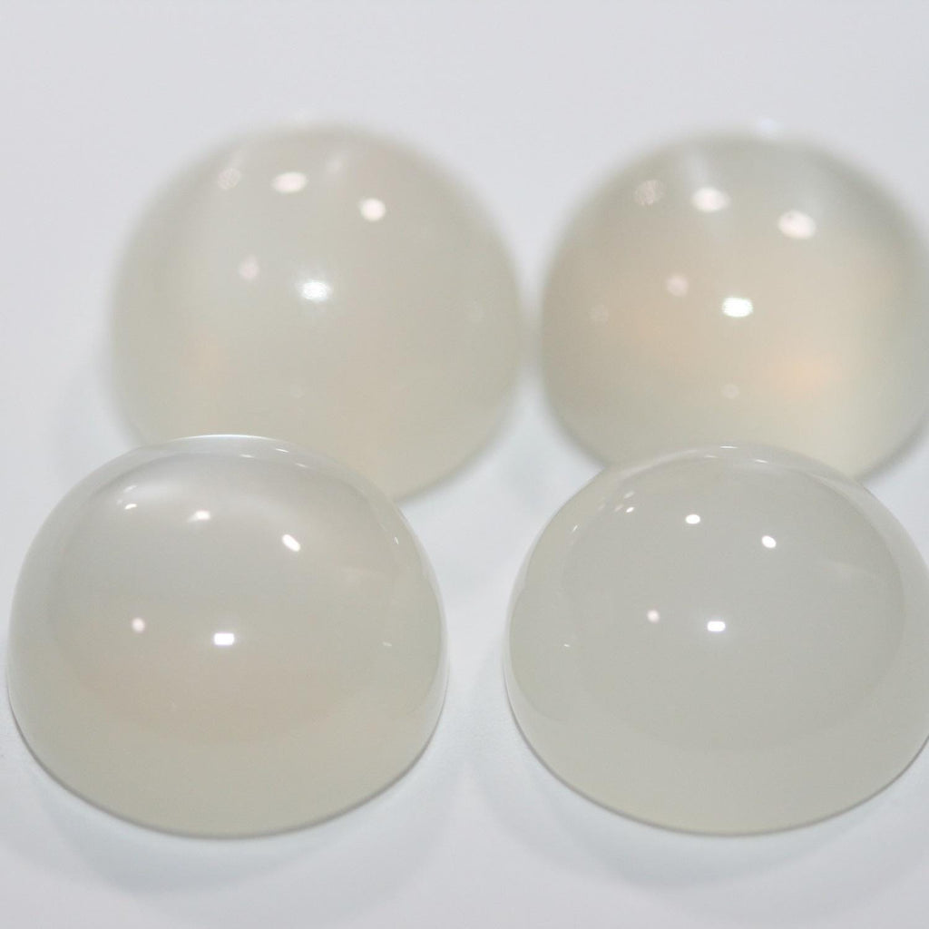 Lote de 4 cabujones redondos de piedra lunar blanca de 13 mm. (4 piezas)