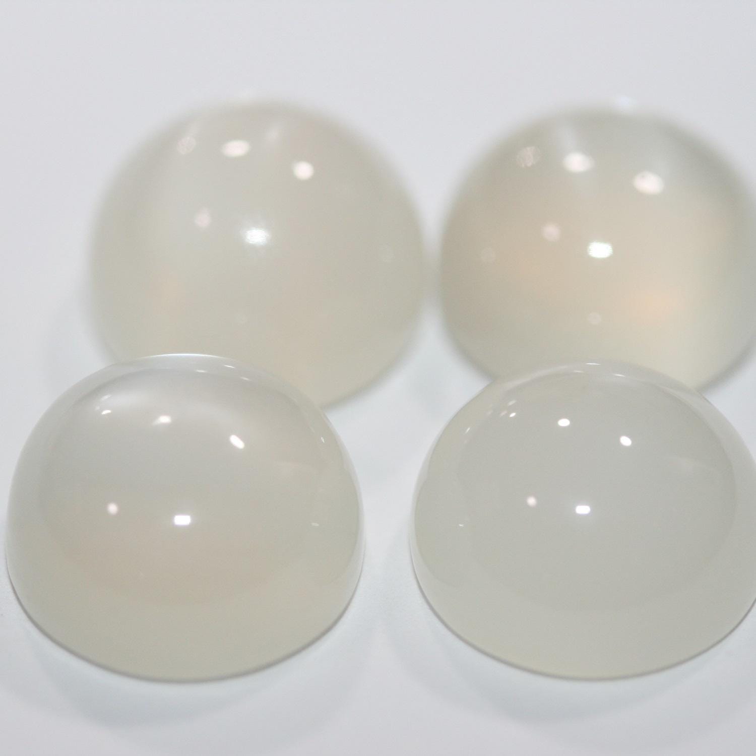 Lote de 4 cabujones redondos de piedra lunar blanca de 13 mm. (4 piezas)