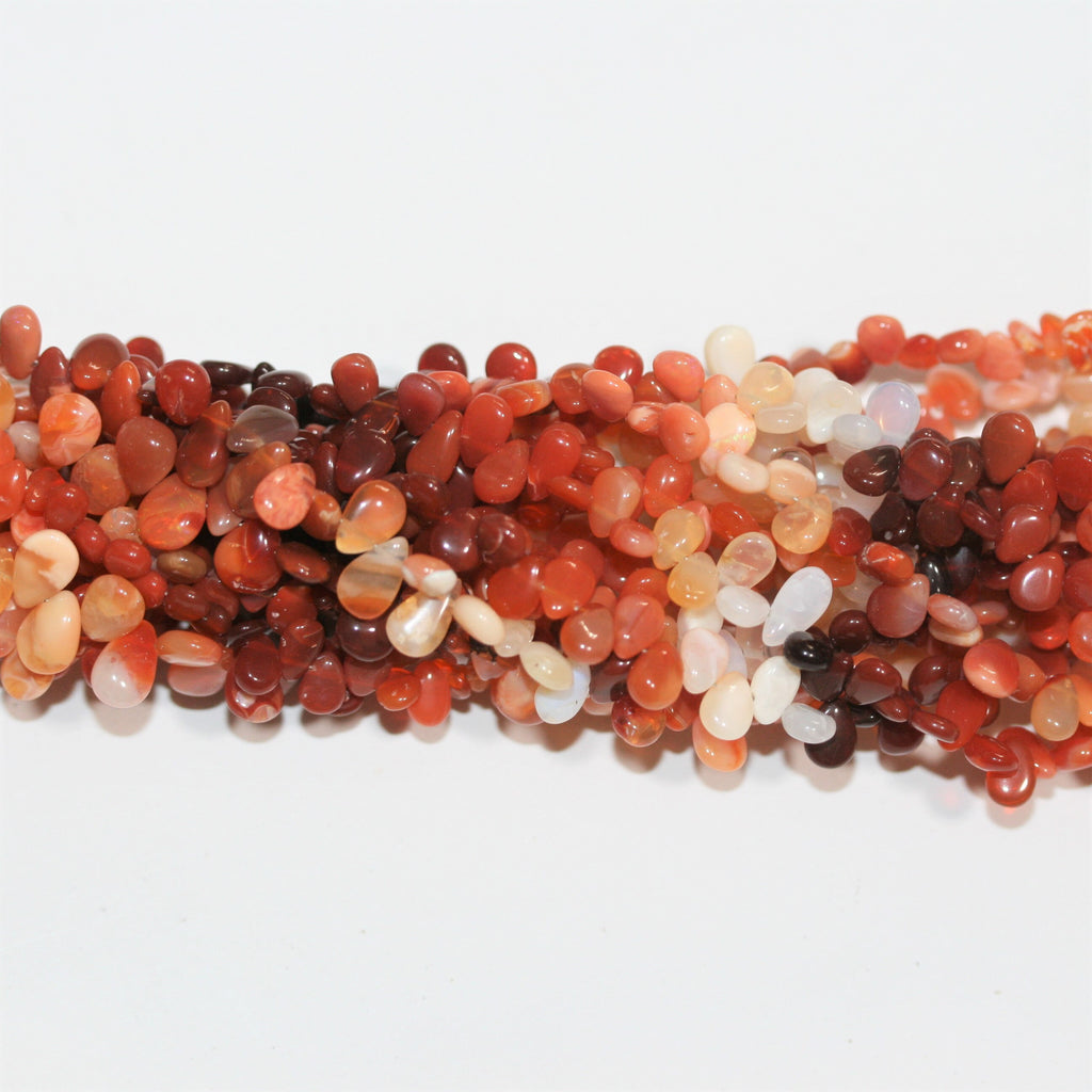 Cuentas de ópalo de fuego liso de 8" de St., 7 x 5 mm. Aprox. - Hilo de 20 cm.