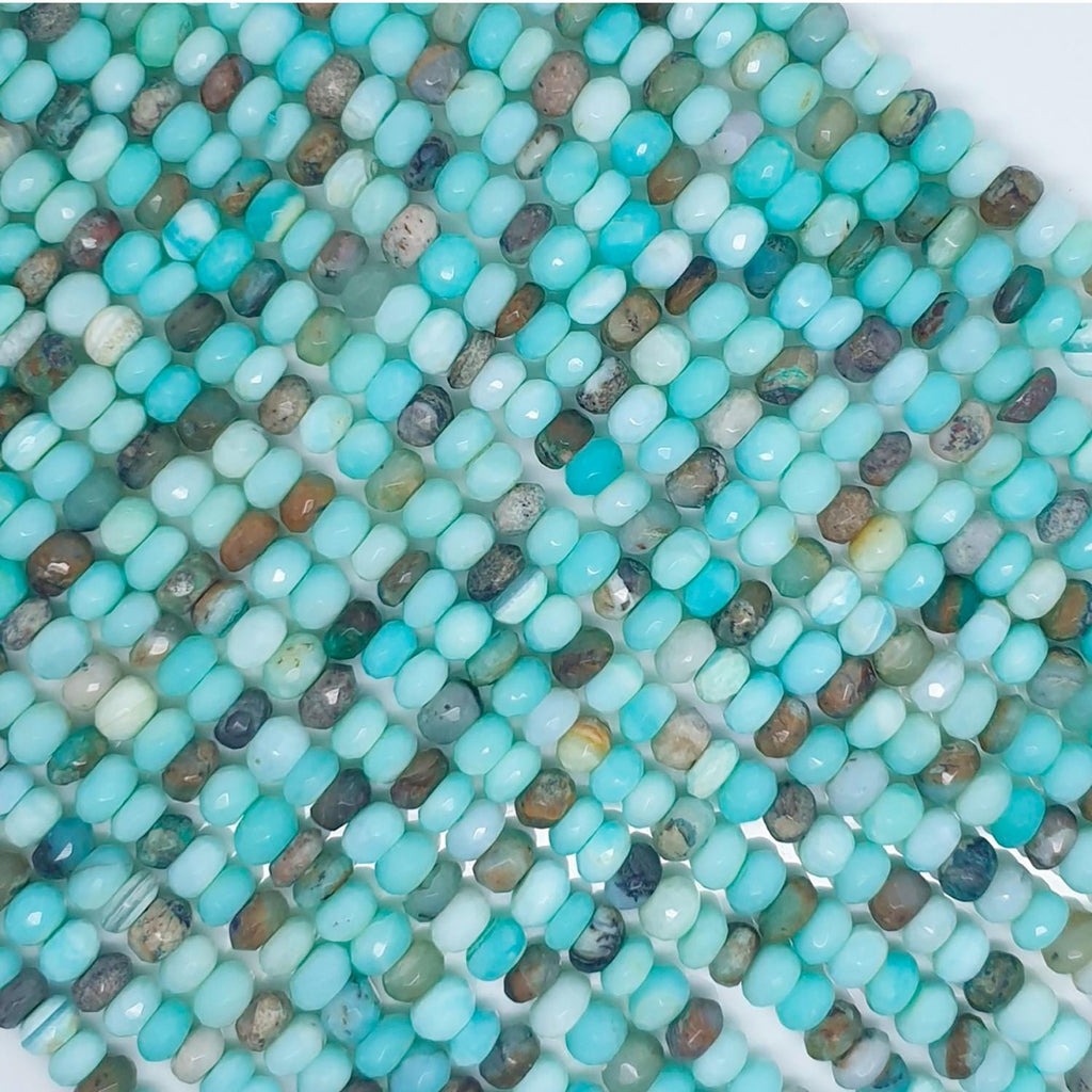 Perles rondelles à facettes en opale péruvienne St 8" (6 x 4 mm) - Longueur approximative : 21 cm