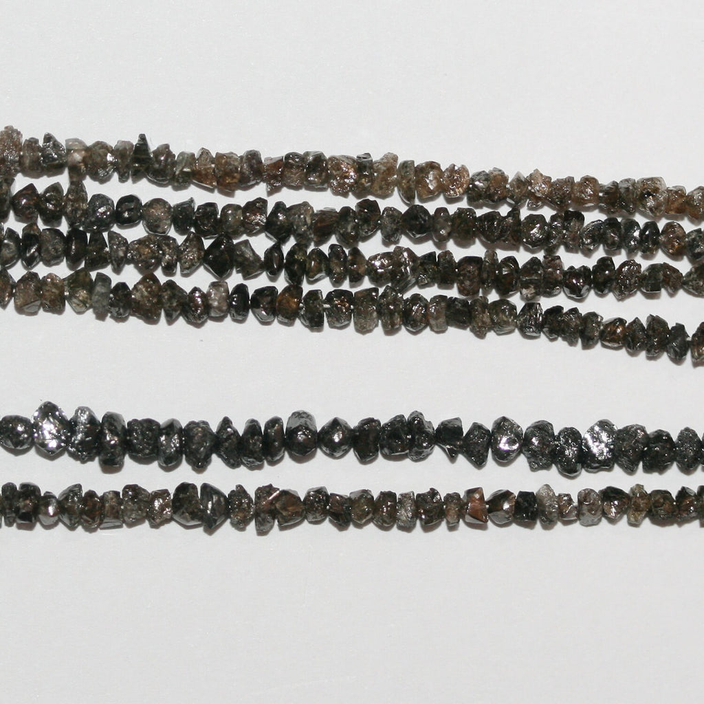 Cuentas de diamante gris sin pulir de 6" (2-3 mm aprox. - Hilo de 17 cm)